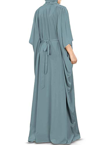 MyBatua Women's Kaftan, Free Size Abaya, Dubai Islamic Dress, Muslim Maxi KF-001 - color: Grey