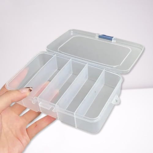 5 Grid Clear Plastic Fishing Tackle Accessory Box Container, Clear Tiny Fishing Lure Bait Hooks Storage Box for Hair Clips And Jewelry Making Organizer