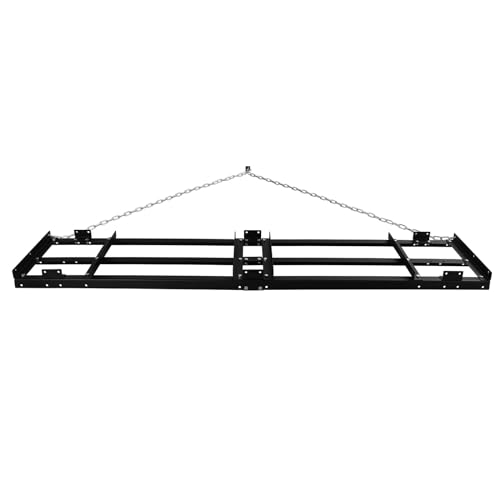 8FT Drag Harrow Driveway Grader Heavy Duty Power Lawn Rake with 4FT Chain Tow Behind for ATV, UTV, Tractor, Mower, Land Leveler for Gravel, Sand, Soil, Hay - size: 8FT