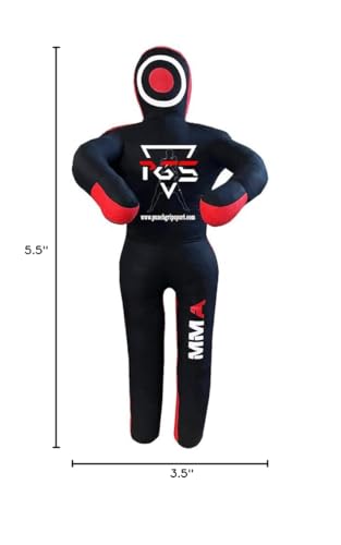 MMA Grappling Dummy Brazilian JIU Jitsu BJJ Punching Bag for Self Defense Wrestling Judo Karate Boxing Throwing Submission Standing Position - UNFILLED - color: Black Red, size: 6FT / 70"