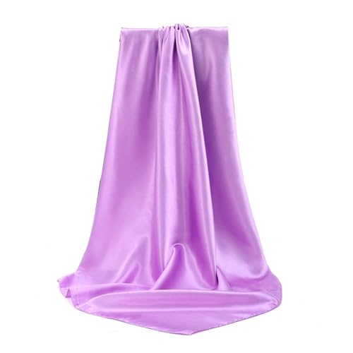 Elegant Satin Jersey Muslim Hijab Scarf Square Soft Head Wrap Scarves Shawl for Women Girls - color: Light Purple(90*90cm)