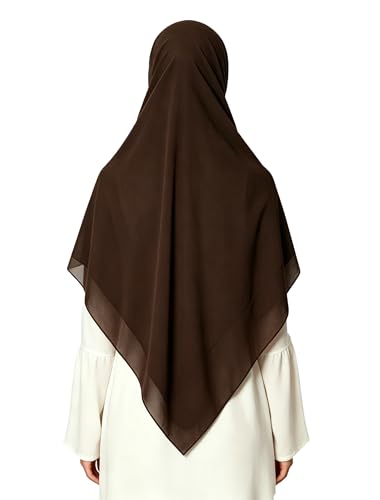Lina & Lily Premium Chiffon Hijab Head Scarf Shawl Wrap for Muslim Women Square 58'' x 58'' - color: Dark Brown
