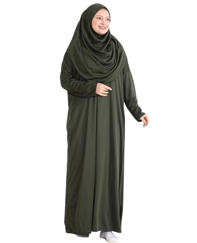 Prien Muslim Dress For Women With Hijab, Abaya, Instant Prayer Clothes Set, Islamic Wear, Dubai Kaftan Jilbab Burqa - color: Khaki, size: 3X-Large-6X-Large
