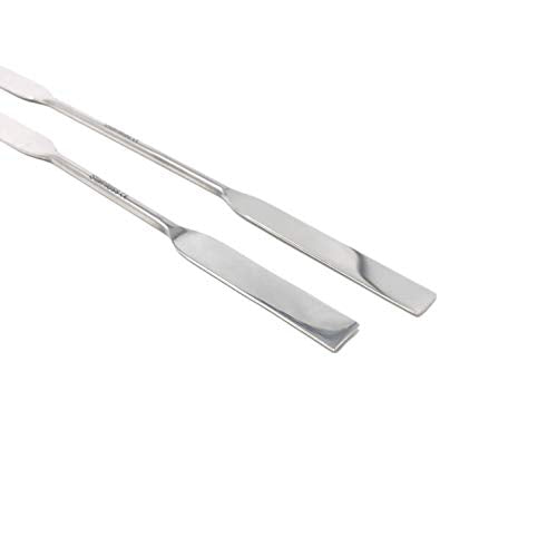 Stainless Steel Double Ended Micro Lab Spatula Sampler, Square & Round Angled End - Chattaway Style (8") - size: 8"