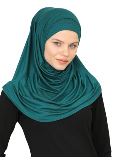 Prien Chic Ready To Wear Hijab For Women, Muslim Long Turban Undercap Set, Instant Scarf, Prayer Clothes For Girls, Abaya - color: Emerald