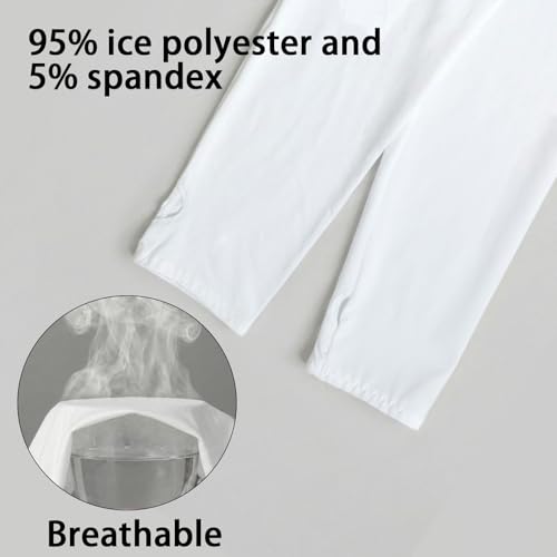 Cooling Shawl Arm Sleeves,Sun Protection with Finger Hole Anti-UV Women's tops,Comfortable Ladies Cooler Shrug - color: White