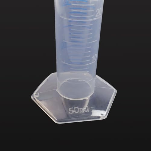 Antrader Measuring Cylinder, 3-Pack Transparent Graduated Test Tube Plastic Lab Cylinder Flask with 2-Sided Marking, 50ml