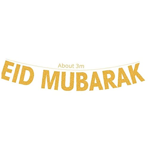 Eid Mubarak Banner Balloon Set Gold Glitter Ramadan Kareem Festival Decoration for Home Celebration Ornament