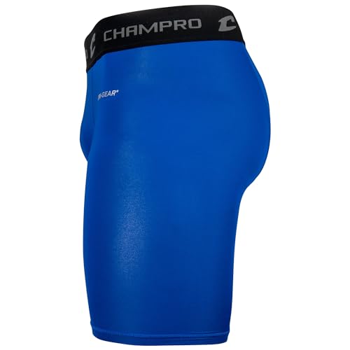 CHAMPRO Men's Polyester/Spandex Lightning Compression Shorts - color: Royal, size: Small