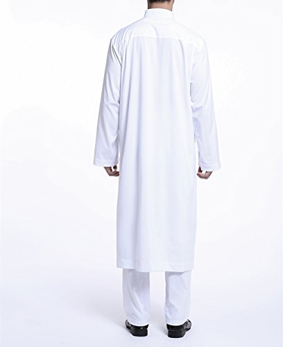 zhxinashu Men's Muslim Thobe Loose Kaftan Dubai Clothing with Pants S-XXXL - size: X-Large
