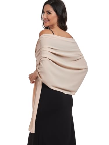 Chiffon Shawl and Wraps for Women Warm Scarves Wedding Evening Bridal Scarfs Pashmina Shawls - color: Champagne