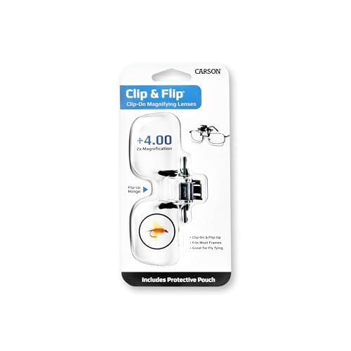 Carson Clip and Flip 2x Power Magnifying Lens (OD-14) | Flip up Magnifying Clip On Reading Glasses with 2x Power Lenses for Reading, Crafts, Jewlery, Sewing (OD-14) - style: 2x Power