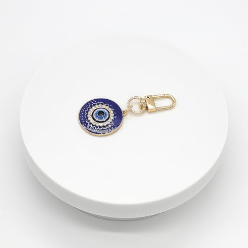 Evil Eye Keychain Hamsa Hand keychain Protection Charm for Men Women Car Key Ring Bag Purse Accessories - color: Gold Blue Eye