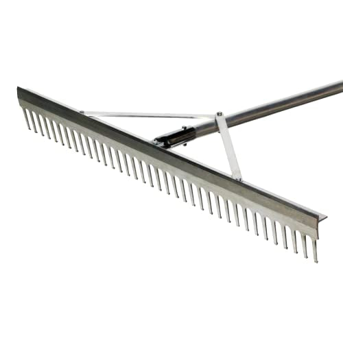 Aggregate Rakes for Gardening, Ergonomic Heavy Duty Metal Rakes with Lightweight Aluminium Handle, Landscaping Rake for Outdoors, Lawn, Carpet, Shrub, 66" Handle, 36" Wide Rake Head - style: Aggregate Rake - 66" Handle, 36" Wide