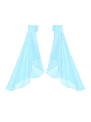 Detachable Sleeves for Wedding Dresses Chiffon Bell Sleeve Arm Covers Victorian Gothic Bridal Gown Accessories - color: Light Blue