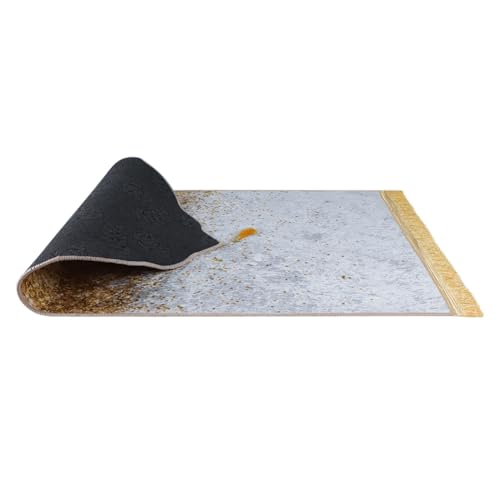 Muslim Prayer Mat Islamic Prayer Rug Padded Portable Praying Mat with Tassel Thick Praying Carpet for Ramadan - color: Gold