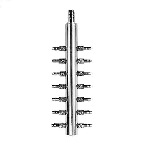 Aquarium Air Manifold 14Way Inline Flow Splitter Lever Valves | This 14-way inline manifold splitter features lever control valves for aquarium air pumps - size: 14 Ways