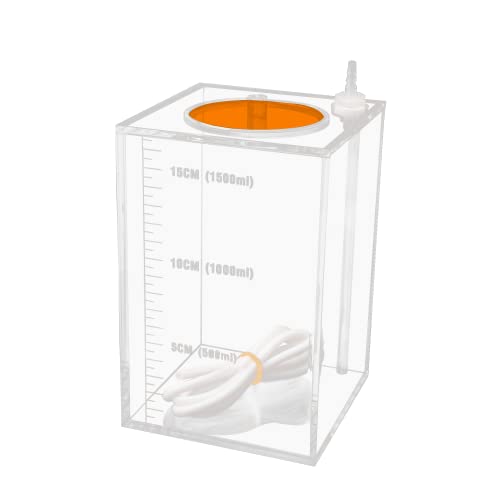 Aquarium Choice Acryli Made Liquid Storage Bucket Dosing Pump Reservoir Container (4.25 * 4.25 * 6.5 Inch;1500ml/1.5L(Orange Version) - size: 4.25*4.25*6.5 Inch;1500ml/1.5L(Orange)