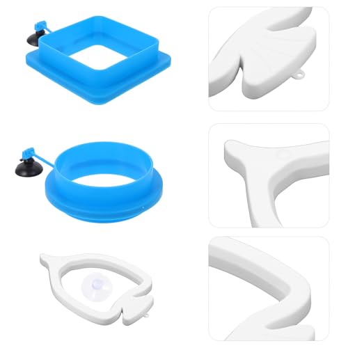 STOBAZA 3pcs Aquarium Fish Feeder Rings Floating Fish Food Dispenser Circles Reusable Blue Thickened Square Round Feeding Rings for Tanks and Betta Aquariums