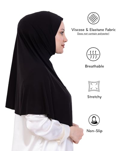 Prien Ready Hijab For Women, One Piece Muslim Instant Turban, Easy To Wear Long Head Scarf, Turkish Islamic Clothes For Abaya - color: Black