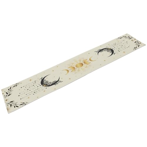 Sun Moon Table Runner, Astrology Mystical Sun Moon Stars Clouds Witchy Tarot Gothic Holiday Kitchen Dining Table Runner for Kitchen Living Room Home Party 13x36in - color: Moon-10, size: W13''xL36''