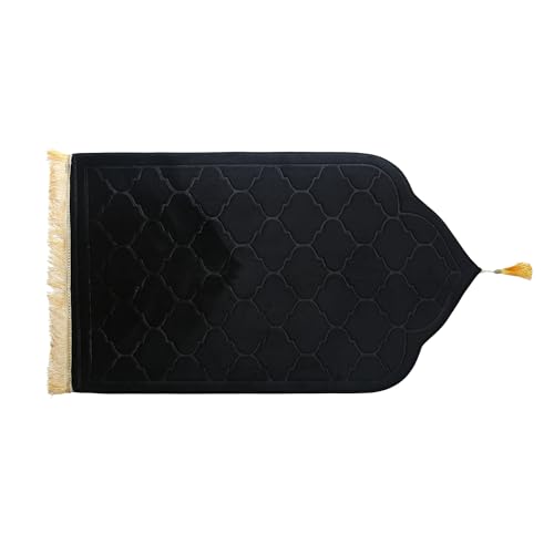 JE JOUE Prayer Rug Muslim Mat Islamic - Thickening Sponge Muslim Rug for Men Women Eid Travel Ramadan, Soft Luxury Great for Knees and Forehead (Black) - color: Black