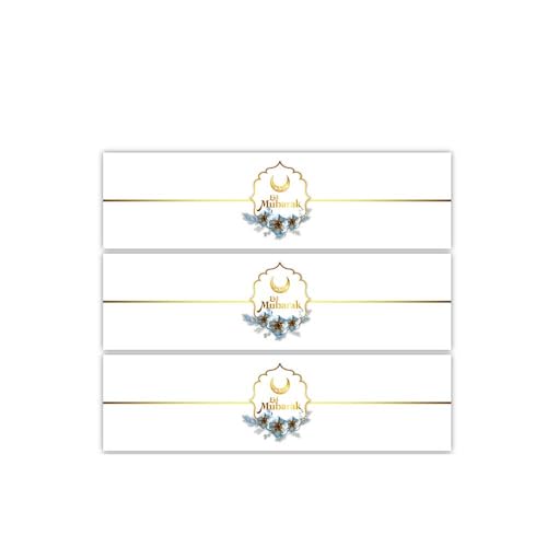 SWYOUN 42PCS Eid Mubarak Water Bottle Sticker Labels Ramadan Party Decorations(Gold)