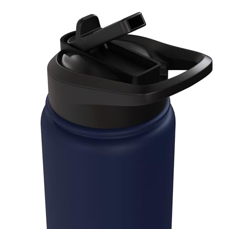 Japanese Cats Lovers Retro Cool Fighting Ninja Cat Fighter Stainless Steel Insulated Water Bottle - color: Navy Blue