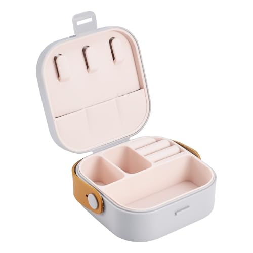 Silicone Jewelry Boxes Present Box,PU Leather Travel Jewelry Case,Mini Jewelry Box Travel Jewelry Box Jewelry Gift Boxes Necklaces Earrings Bracelets Boxes for Women,Light Grey - color: Light Grey