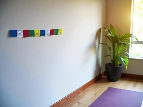 Mini Medicine Buddha Prayer Flags – Set of 10 (Approx. 3″ × 3.5″ Each) Hand-Printed in Nepal | Designed for Healing & Calm - size: 3"X3.5"