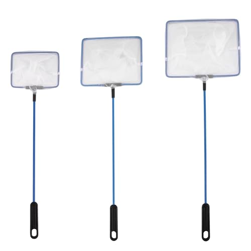 Lpraer 4in 5in 6in Aquarium Fish Net Green Fine Mesh Nylon Net Collection with 11" Long Handle Square Quick Catch Fish Net for Fish Tank - color: White-Blue, size: 3PCS 4,5,6"