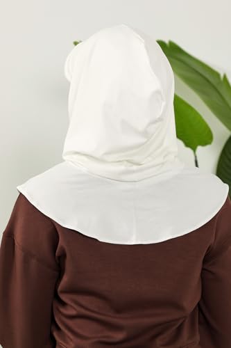 Aisha's Design Full Coverage Cotton Bonnet Hijab with Visor Modest Underscarf Bonnet - color: Ivory