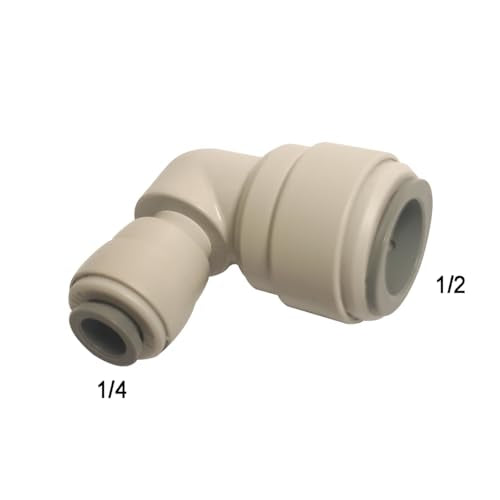 Reducing Elbow Union Quick Connector 1/2" to 1/4" O.D. Tube Fitting, push to connect for RO water filter system,5pcs. - style: 1/2 to 1/4 o.d. elbow union
