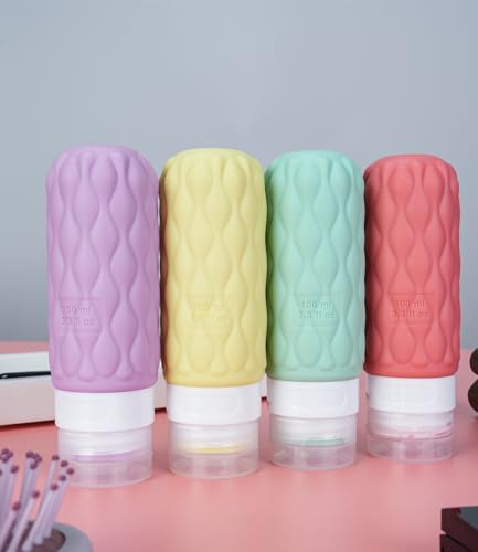 3.4oz Silicone Travel Bottles for Toiletries Refillable Liquid Accessories - color: Sweet Ripple-3.4oz