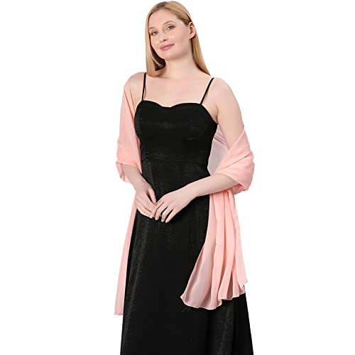 Ladiery Chiffon Shawl Wraps for Women Evening Dresses, Elegant Soft Sheer Shawls for formal dressy Bride Wedding - color: Pink(1)
