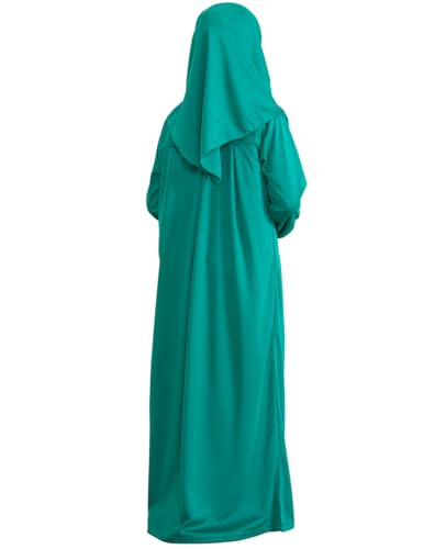 Prien Kids Prayer Dress Muslim Clothes for Girls Long Sleeve Abaya with Hijab Two Piece Maxi Islamic Set Scarf Kaftan Jilbab - color: Green