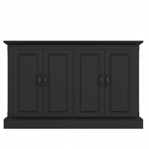 55-75 Gallon Fish Tank Stand with Power Outlet, 4-Cabinet Reptile Tank Stand for Turtle Terrarium, Heavy Duty, Black - color: Black, size: 50"L x 20"W x 36.2"H