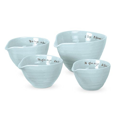 Portmeirion Sophie Conran Celadon Measuring Cups Set of 4 – Fine Porcelain Nesting Bakeware Tools, Dishwasher Safe, Compact Design, Ideal for Cooking, Mixing, Baking & Entertaining - color: Celadon