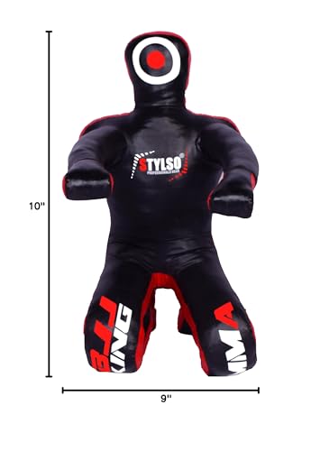 Grappling Dummy, Black Fabric Training Equipment for BJJ, Judo, Karate, Wrestling, Un-Filled Practice Dummy, Model WDM-2025, for Adults and Youth - color: Dura Black