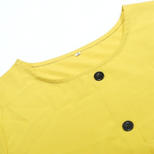 Abaya Ladies Muslim Dress Long Sleeve Maxi Islamic Kaftan Dubai Robe Modest Ramadan Eid Belted Solid Color A9 - color: Yellow, size: Large
