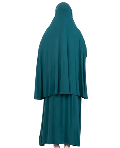 Prien Soft Prayer Dress For Women, Muslim Abaya Hijab Set, Long Turkish Cotton Praying Outfit, Islamic Clothes For Ramadan - color: Emerald