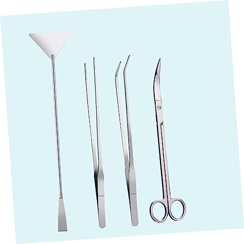 Stainless Steel Aquarium Plant Tweezers Set 4PCS Aquatic Tools Scissors and Spatula for Aquascaping for Fish Tank Maintenance and Plant Arrangement