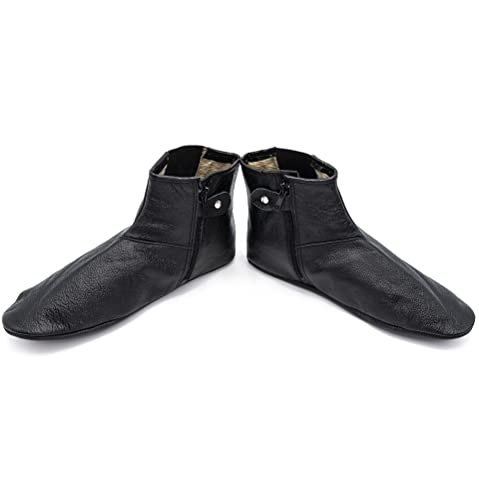 Modefa Men's Islamic Mest Sock | Soft Halal Goat Leather | Warm Lining for Winter | Muslim Khuff Kuffain | For Wudu Abdes Ablution | Zipper Stretch Comfortable Socks Slippers - size: 10