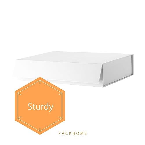 PACKHOME 6 Gift Boxes 11.5x8x2.5 Inches, Sturdy Shirt Boxes with Magnetic Lids for Multiple Occasions (Glossy White) - color: 11x7.8x2.3 Inch-White-Pack of 6