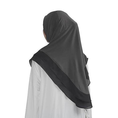 Hijab for Women Muslim Patterned Headscarf Arabian Headscarf Islamic Khimar Prayer Cloth Hijab Scarf for Women - color: Dark Grey