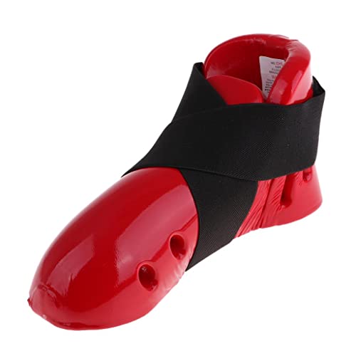 Taekwondo Foot Guard Pair Taekwondo Foot Protector Karate Sparring Foot Gear Arts Gear Instep Protector Guards No Slip Sole NBR Foa, Red, M