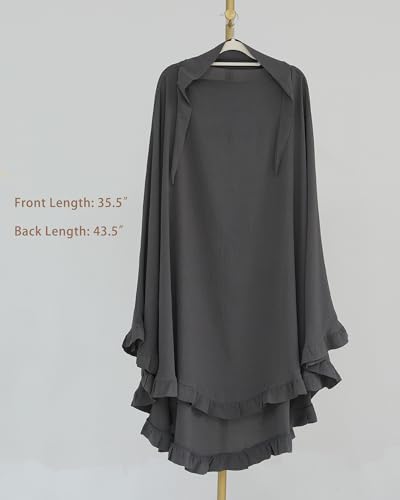 Muslim Prayer Hijab Solid Color Ruffled Head Scarf Women Islamic Head Cover Khimar - color: Dark Grey