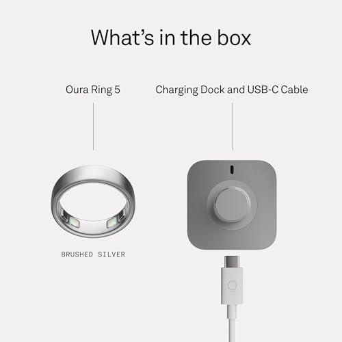 Oura Ring 5 Smart Ring - Brushed Silver - Size 6 - Fitness & Sleep Tracker - color: Brushed Silver, size: 6, style: Ring