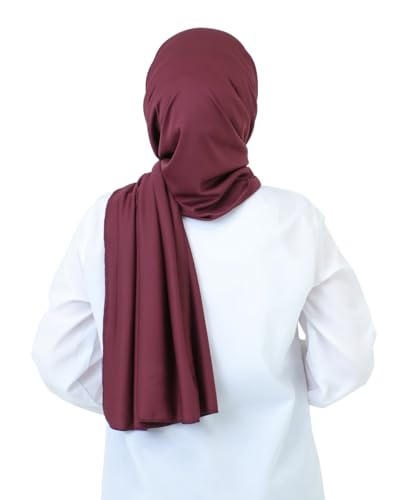 Prien Hijab For Women Muslim Lightweight Scarf Head Scarves For Girls Islamic Long Headscarf Chiffon Shawl Prayer Set Ramadan - color: Cherry