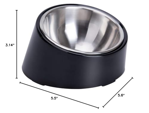 SuperDesign Mess Free 15° Slanted Bowl for Dogs and Cats, Tilted Angle Bulldog Bowl Dog Feeder, Non-Skid & Non-Spill, Easier to Reach Food L/2 Cup Dark Black - color: Dark Black, size: L/2 Cup